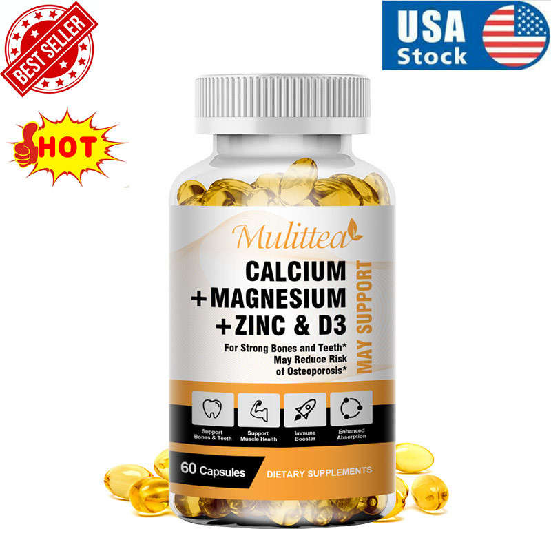 Calcium Magnesium Zinc with Vitamin D3 Capsules Support Bones & Teeth 60Pcs