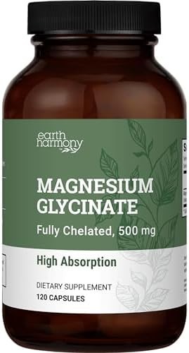 Earth Harmony Pure Chelated Magnesium Glycinate 500 mg – 120 Capsules
