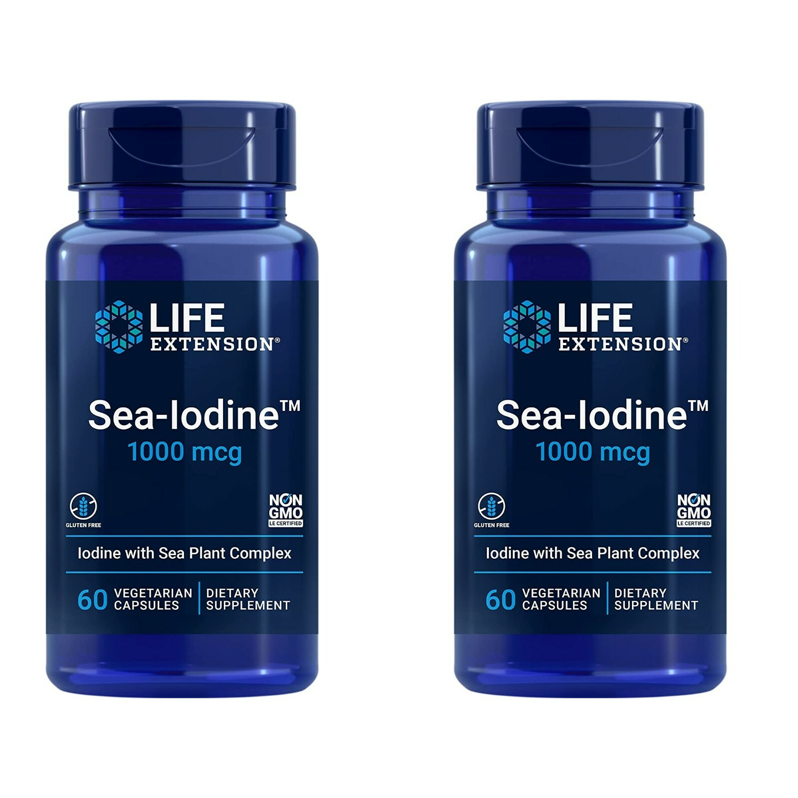 Life Extension Sea Iodine 1000 mcg, 60 Vegetarian Capsules 2Pack