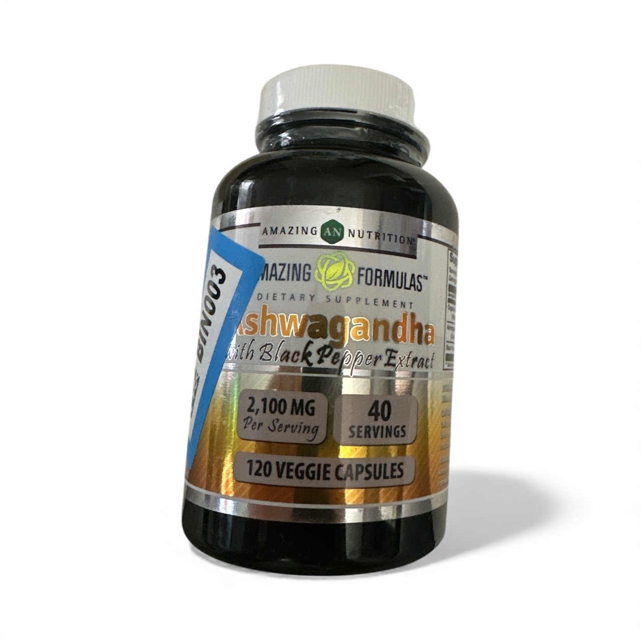Organic Ashwagandha 120 Capsules 1950mg Supplement w/ Black Pepper Root Powder