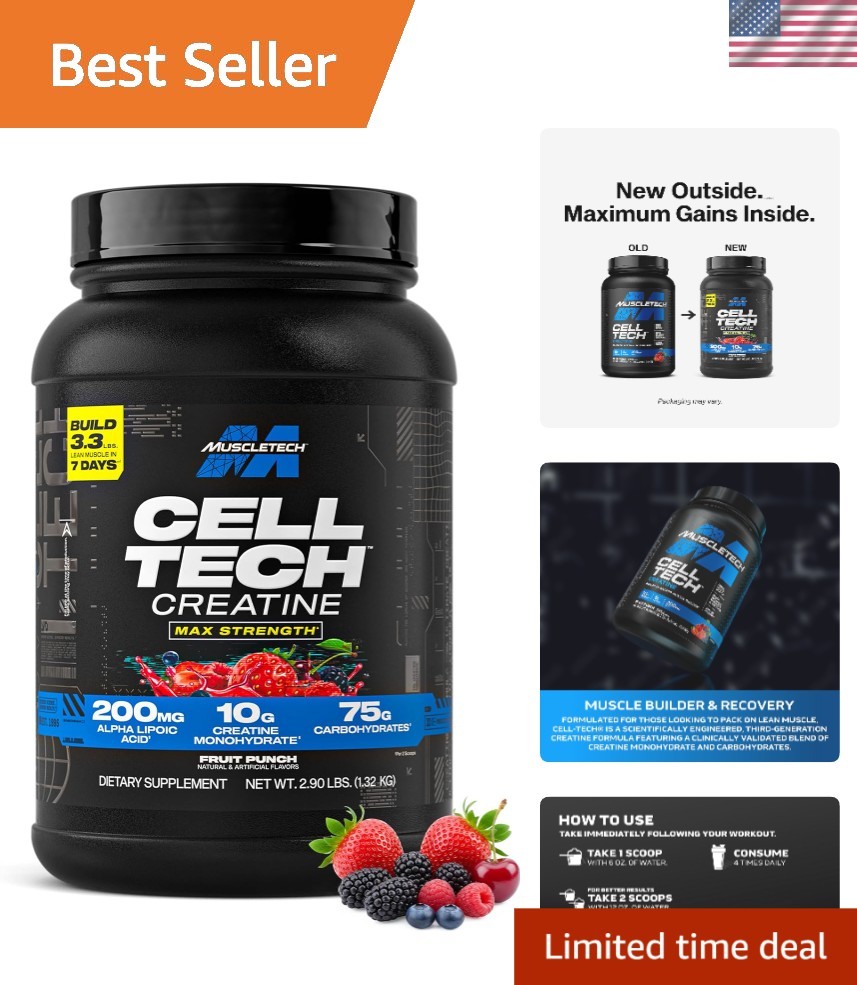 Cell-Tech Creatine Monohydrate Powder 3lbs – Muscle Builder, Fruit Punch Flavor