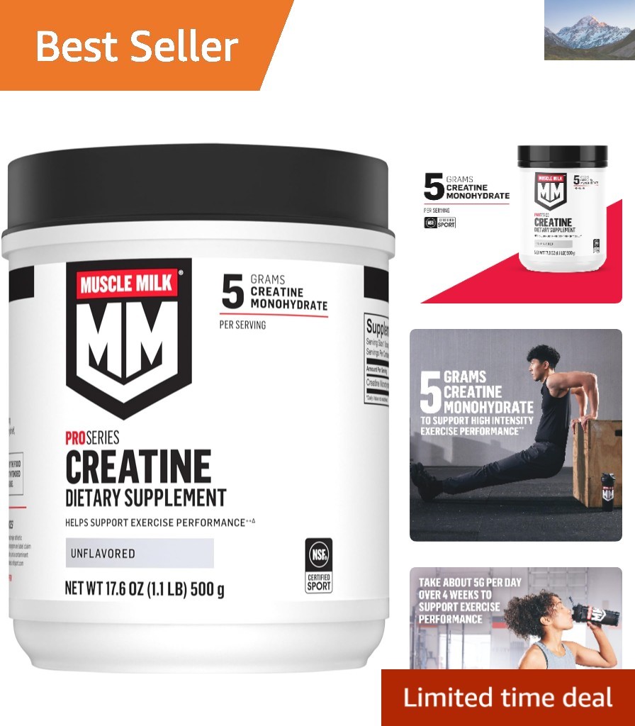 Pro Series 5g Creatine Powder, Unflavored, 1.1 lb, Trusted NSF Certified Quality