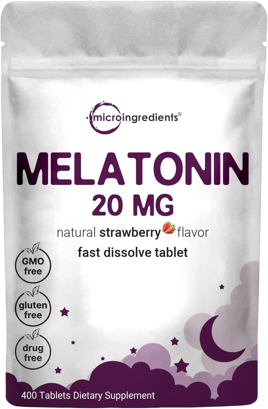Melatonin 20mg 400 Tablets Time Released Sleeping Pills Bulk for Adults Non-GMO