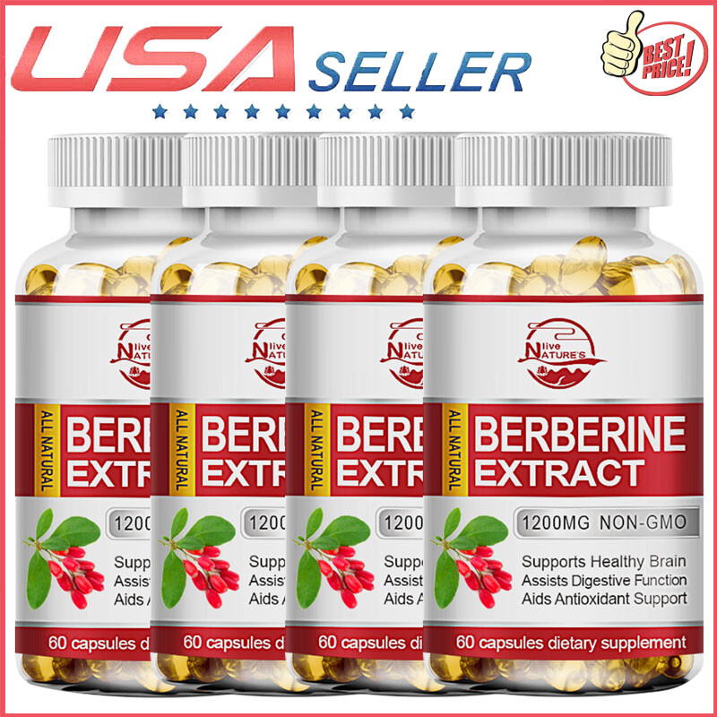 Berberine HCl 1200mg Capsules,Blood Glucose Sugar Control, Boost Energy Immunity