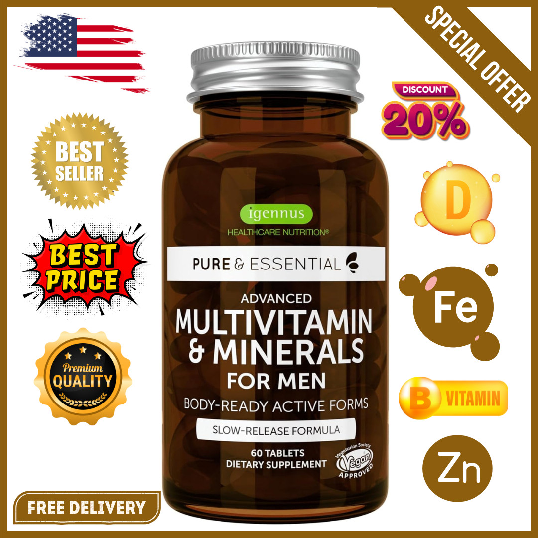 Men’s Multivitamin, Methylated B-Vitamins, Clean Label & Vegan, High Strength Fo