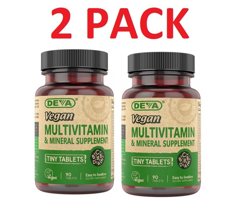 DEVA Vegan Tiny Tablets Multivitamin & Mineral Supplement  – (2 PACK)