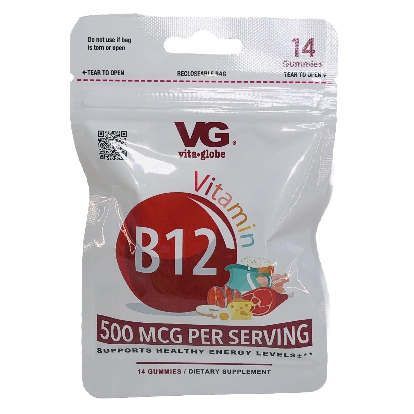 Premium  B12 Vita Globe Gummies 14 in each pack Energy Metabolism Exp.02/2028