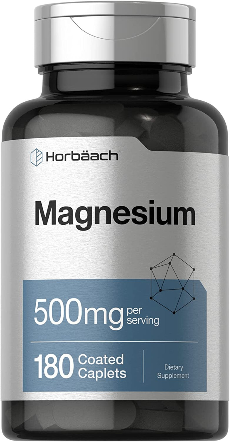 Magnesium 500Mg | 180 Caplets | Vegetarian, Non-Gmo, and Gluten Free Supplement