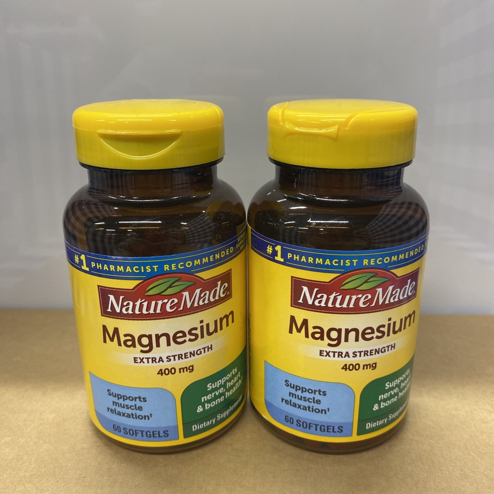 2X New Nature Made Extra Strength Magnesium 400mg 60 Count Each/Exp.Read
