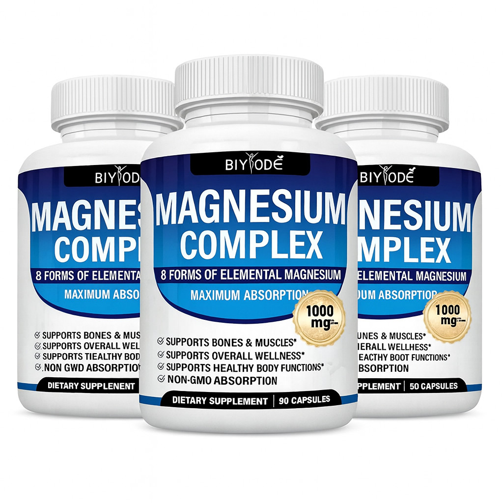 3PCS Magnesium complex supplement: 1000mg of 8-element magnesium, 270 capsules