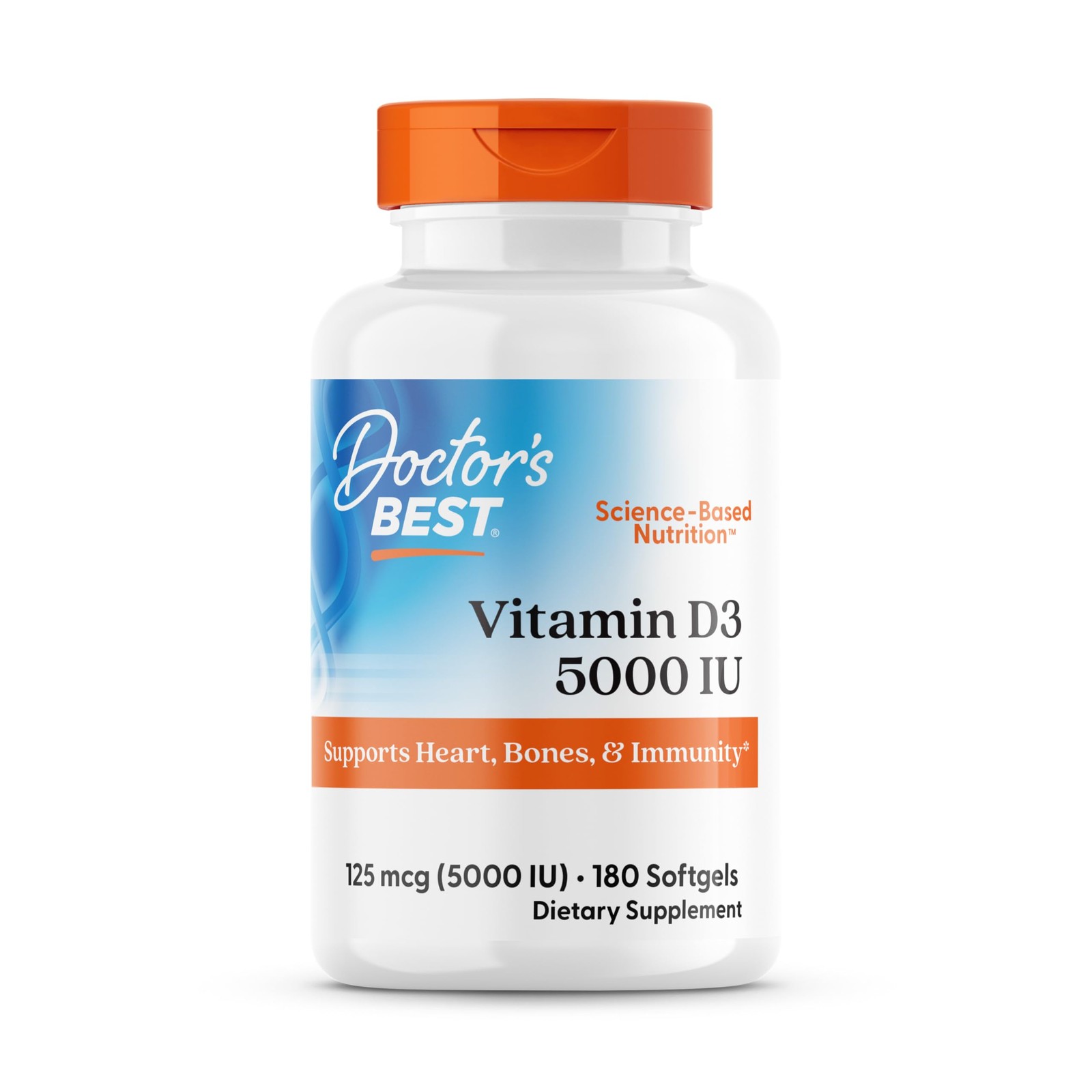 Doctors Best Vitamin D3 5000IU, Non-GMO, Gluten  Soy Free, Regulates Immune