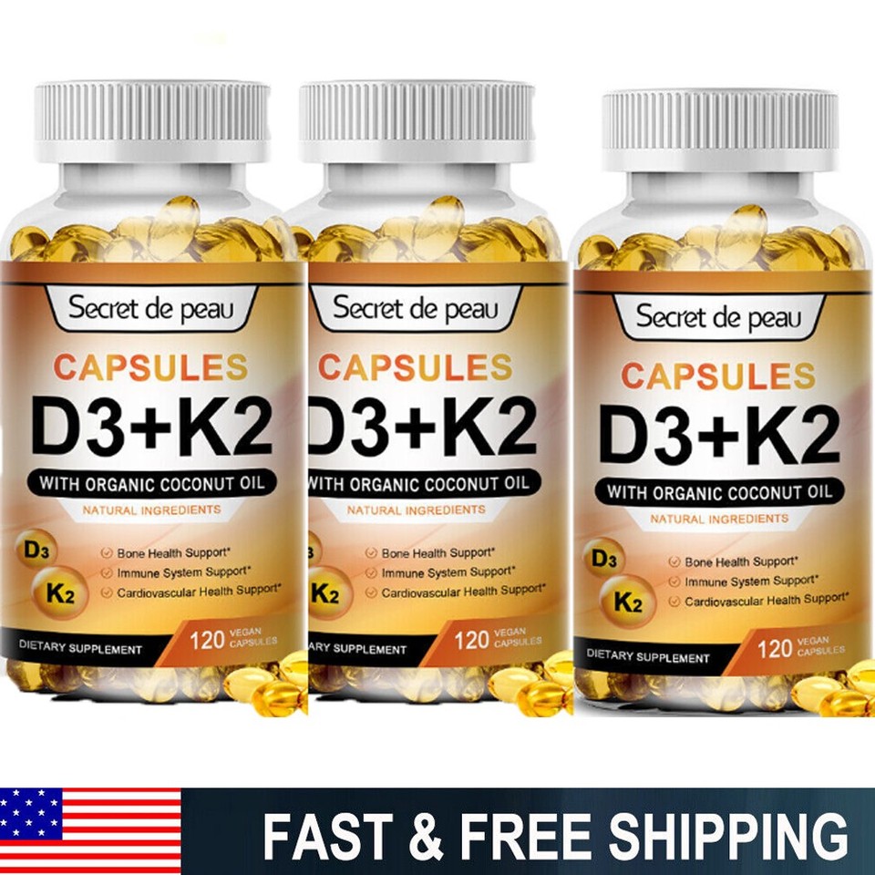 1/3X Vitamin D3 K2 Softgels Capsules – Extra Strength D3 K2 Supplements