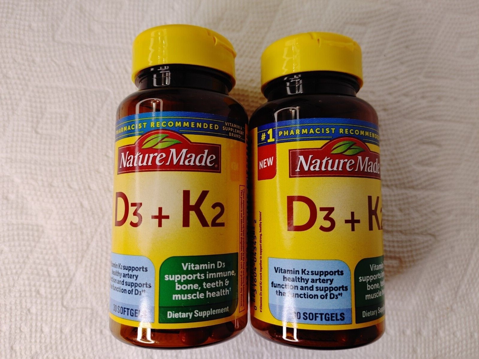 Nature Made Vitamin D3 + K2  30 Softgels  EA (2PK BUNDLE)