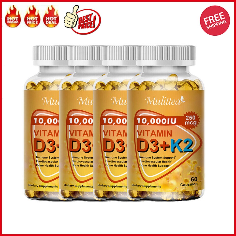 Vitamin K2 (MK7) with D3 10000 IU Supplement, BioPerine Capsules, Immune Health