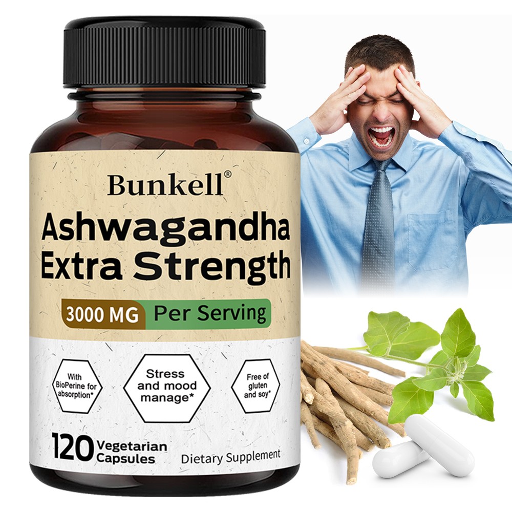 Ashwagandha Capsules – Reduce Stress & Anxiety,Balance Mood,3 Bottle