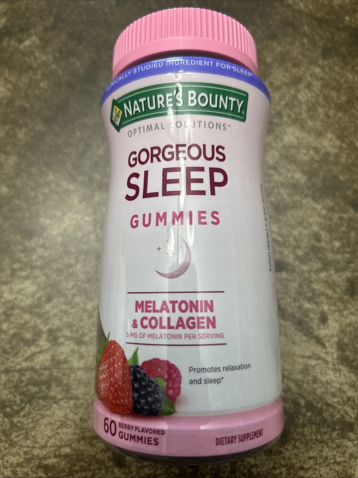 Nature’s Bounty  Gorgeous Sleep 5mg Melatonin Collagen 60 Gummy Exp: 01/26