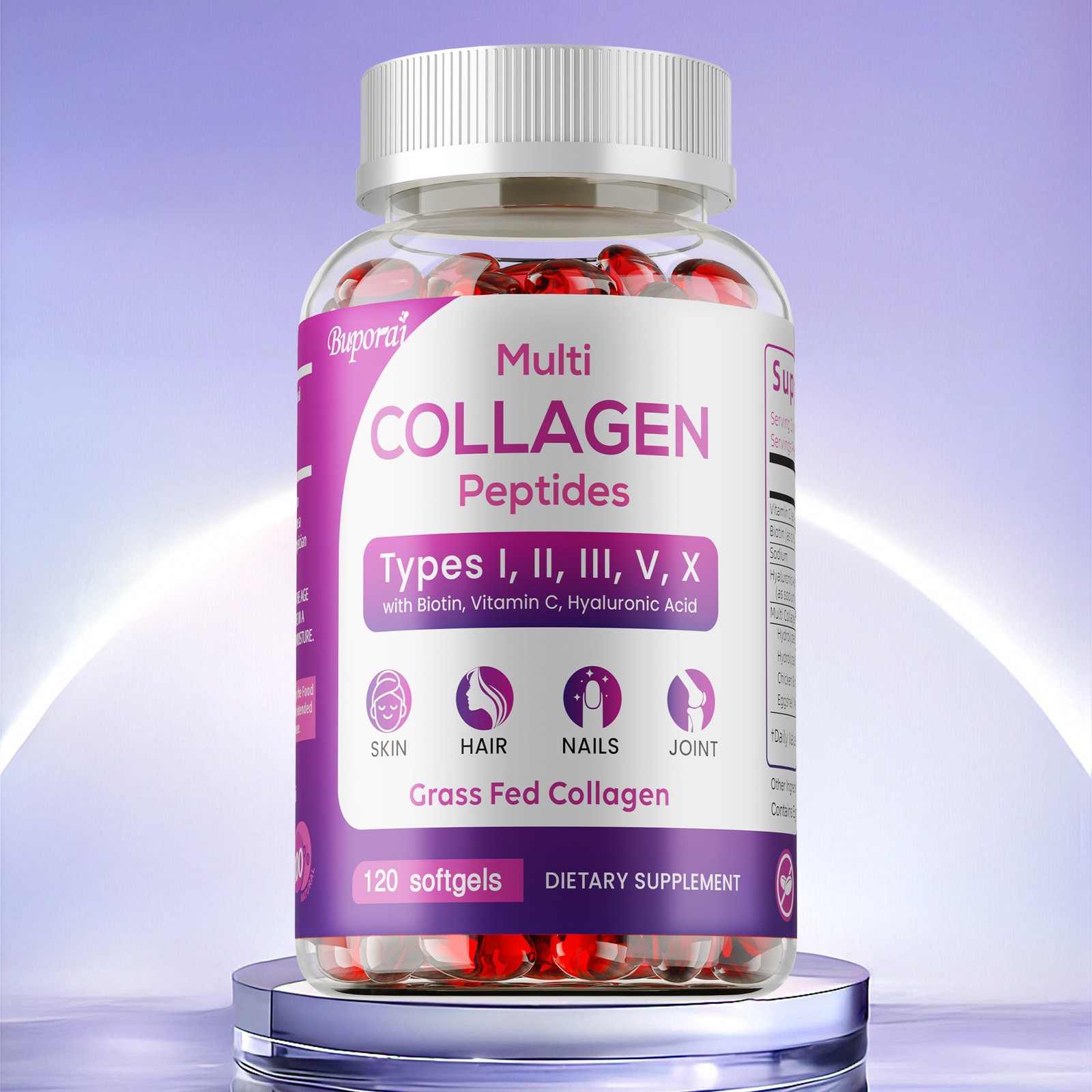 Multi Collagen Complex – Vitamin C,Biotin,Hyaluronic Acid,Anti-aging,Antioxidant