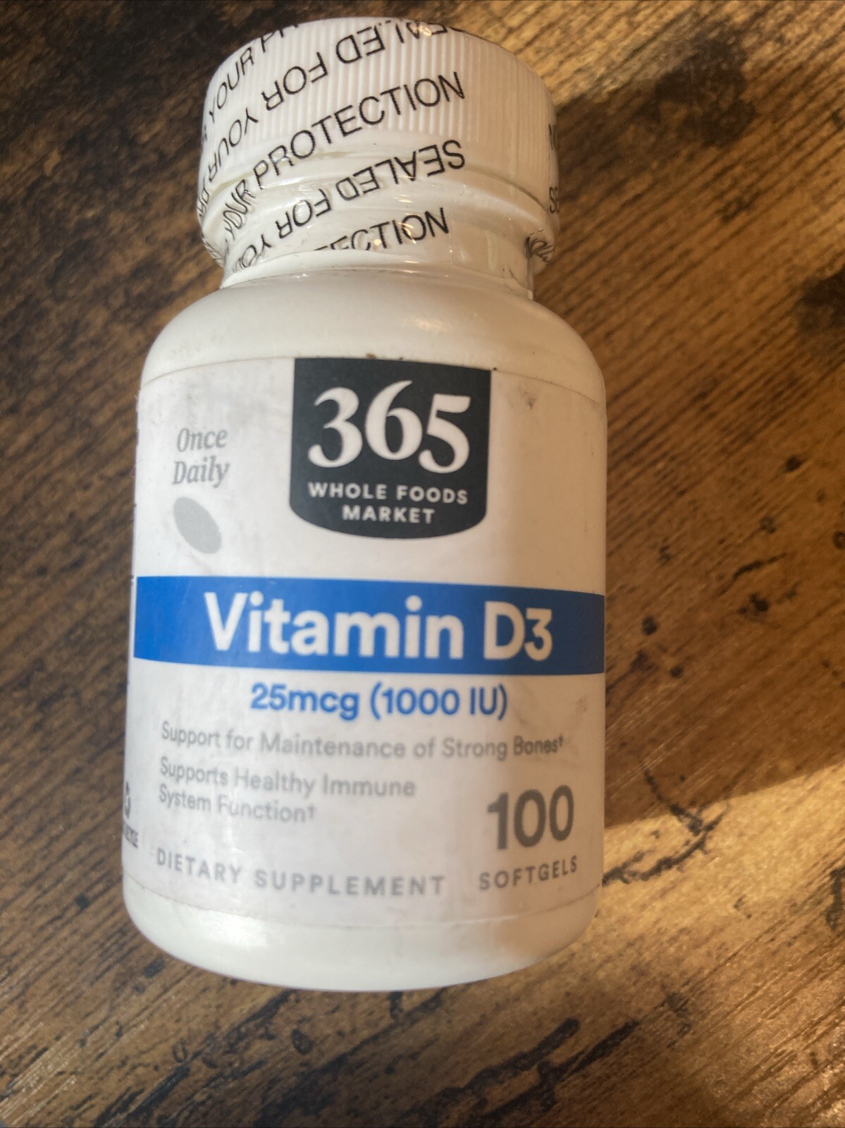 Whole Foods Market 365 vitamin d3 25mcg (1000IU) 100 softgels