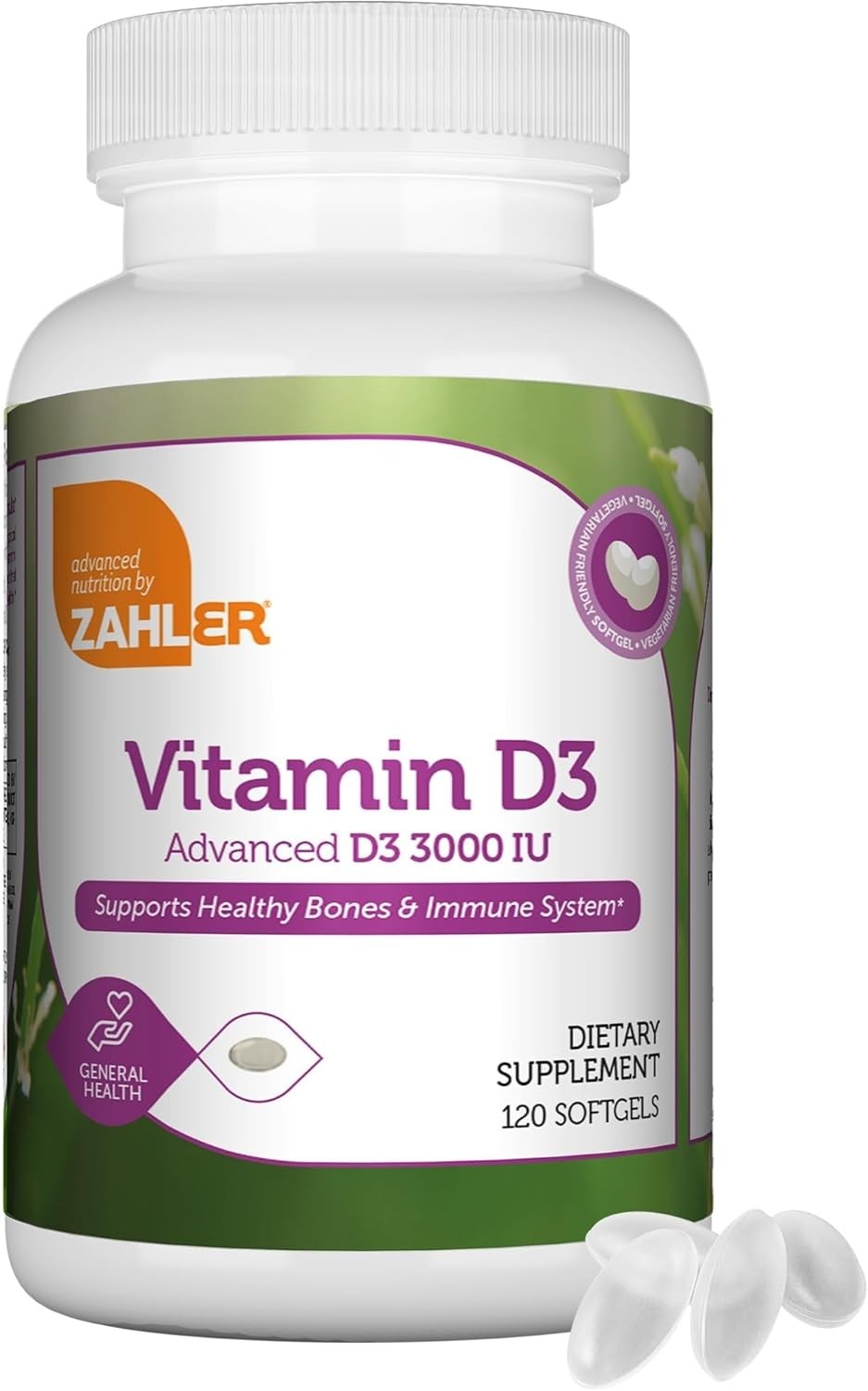 Zahler – Advanced Vitamin D3 3000 IU Softgels (120 Count) Kosher Vegetarian Frie