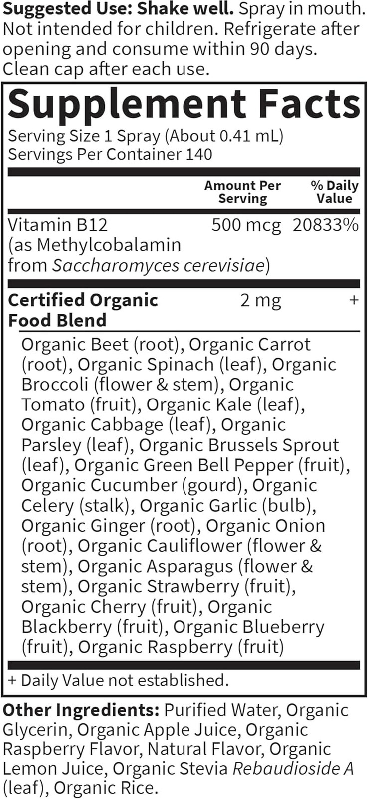 Organics B12 Vitamin – Whole Food B-12 for Metabolism and Energy, Raspberry, …
