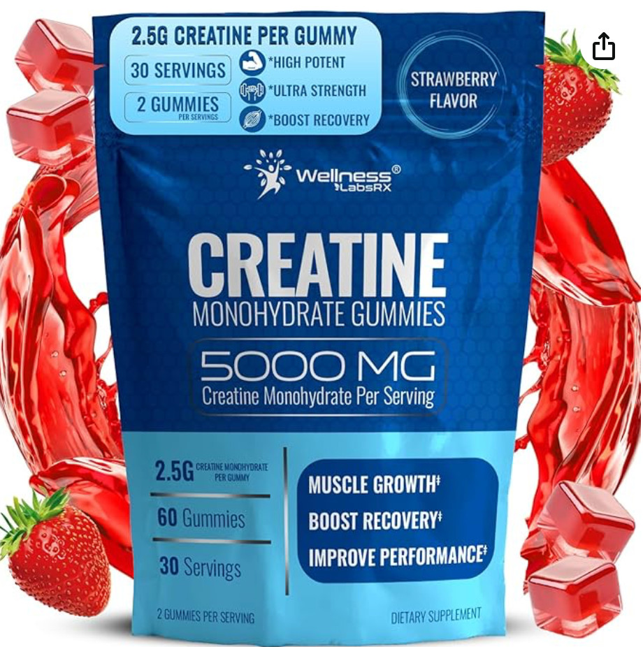 Creatine Gummies 5000mg, 30 Servings Creatine Monohydrate Gummies – Third-Party