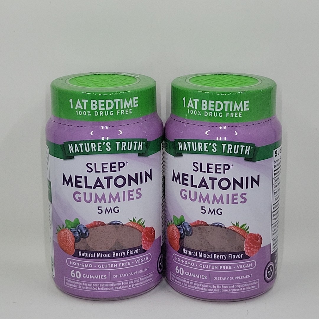 Nature Truth Melatonin Gummies 2pk 5mg 60 Ct Vegan Mixed Berry Flav Exp May 2026