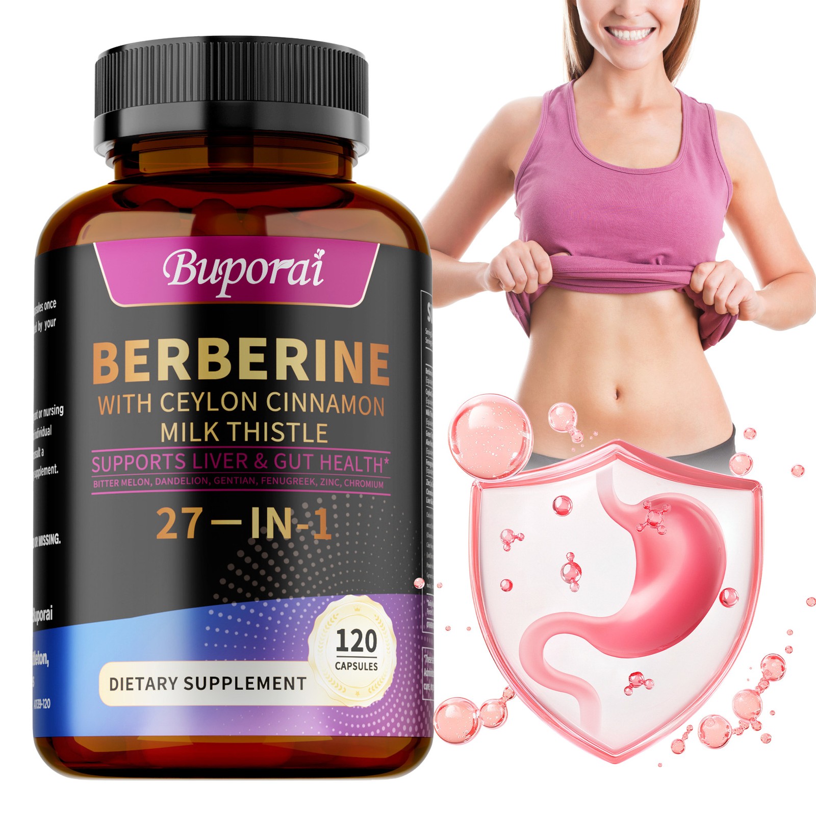 Berberine with Ceylon Cinnamon, Milk Thistle – Gut Health,Cleanse Detox & Repair