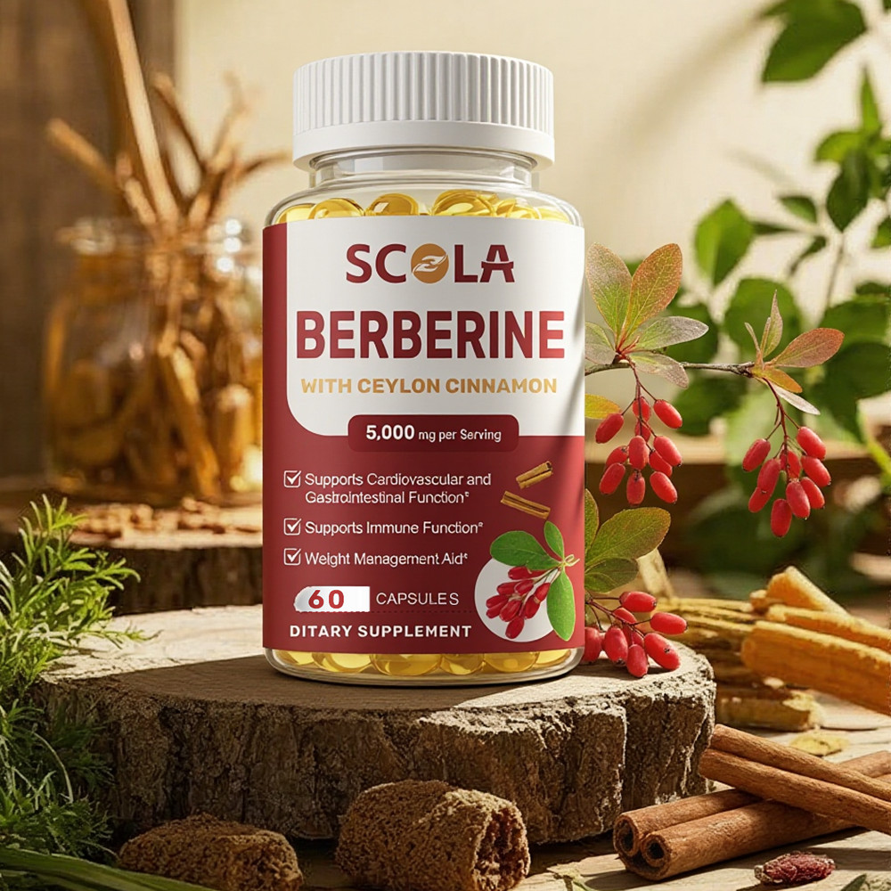 Premium Berberine HCL 5000MG Plus Organic Ceylon Cinnamon – 60 Softgel Capsules