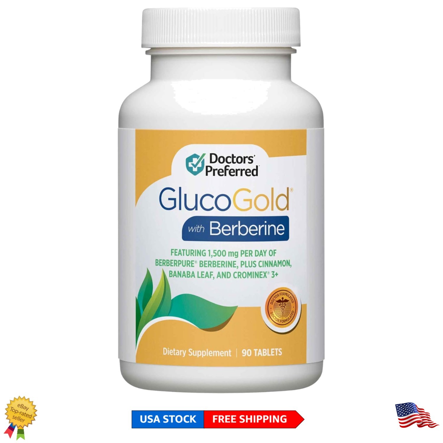 GlucoGold with Berberine, Cinnamon & Banaba – 90 Tablets for Metabolic Support