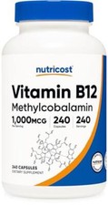 Nutricost Vitamin B12 (Methylcobalamin) 1000mcg, 240 Capsules  Assorted Sizes