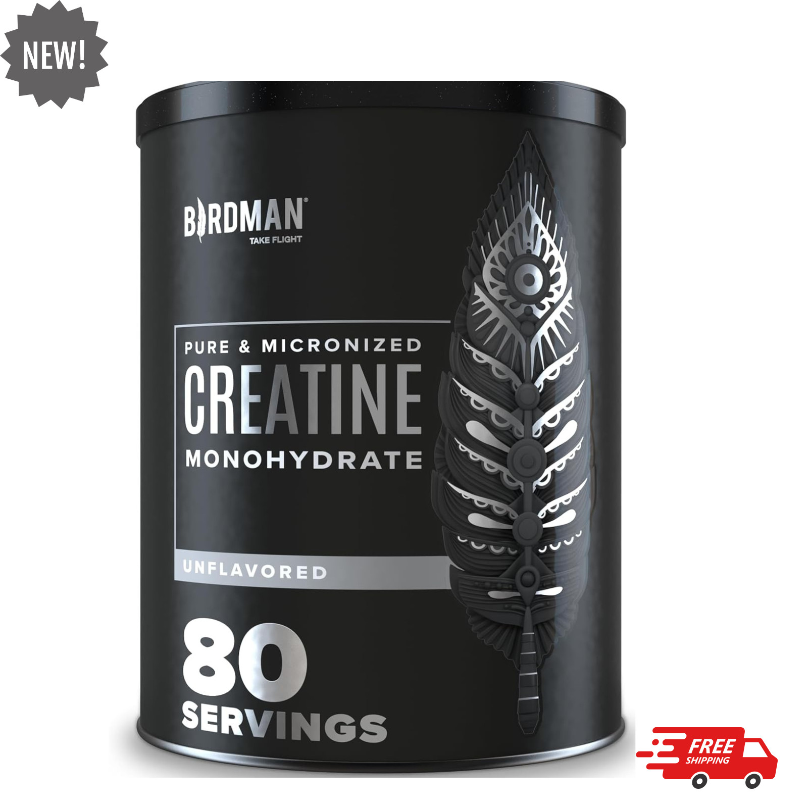 BIRDMAN Micronized Creatine Monohydrate Powder, Organic, Muscle Recovery, Caffei