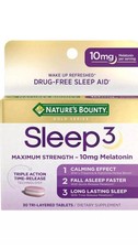 Nature’s Bounty Melatonin 10mg, Sleep3 Maximum Strength 30 Tablets Exp:10/205+
