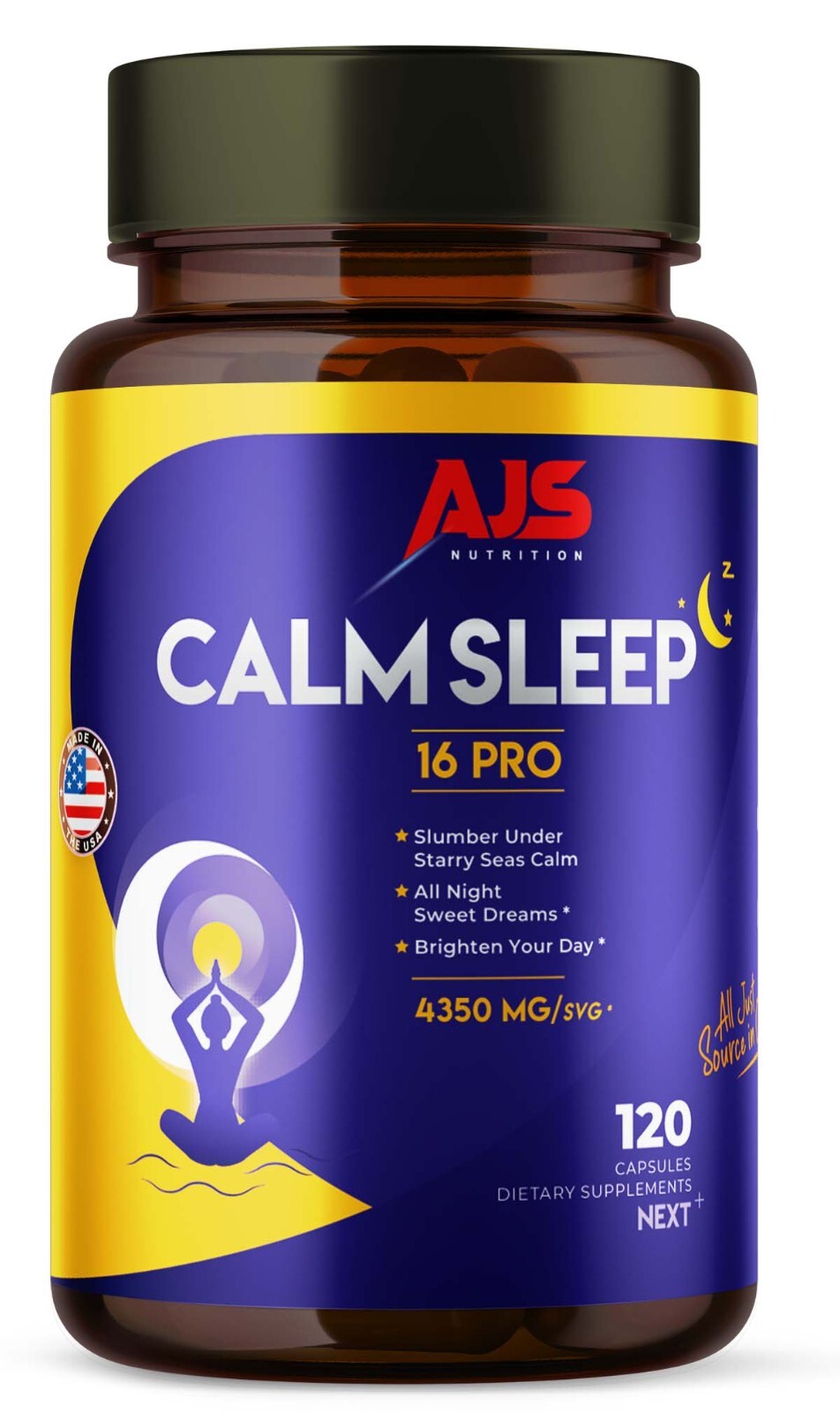 AJS Calm Sleep Pro 16 in 1 – Advanced Sleep Aid with 5-htp Melatonin, GABA 120CT