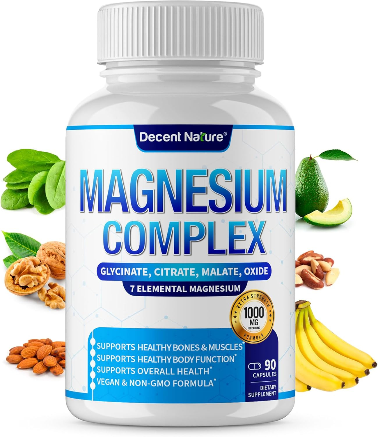 Magnesium Complex 7 Elemental Magnesium Supplement 1000Mg – Magnesium Glycinate,