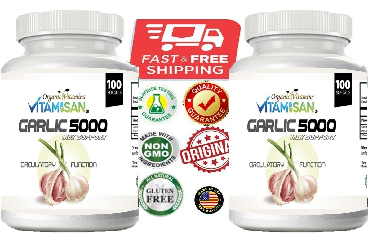 200 garlic sofgels 5000 organic vitamins health capsules Extract pills ajo