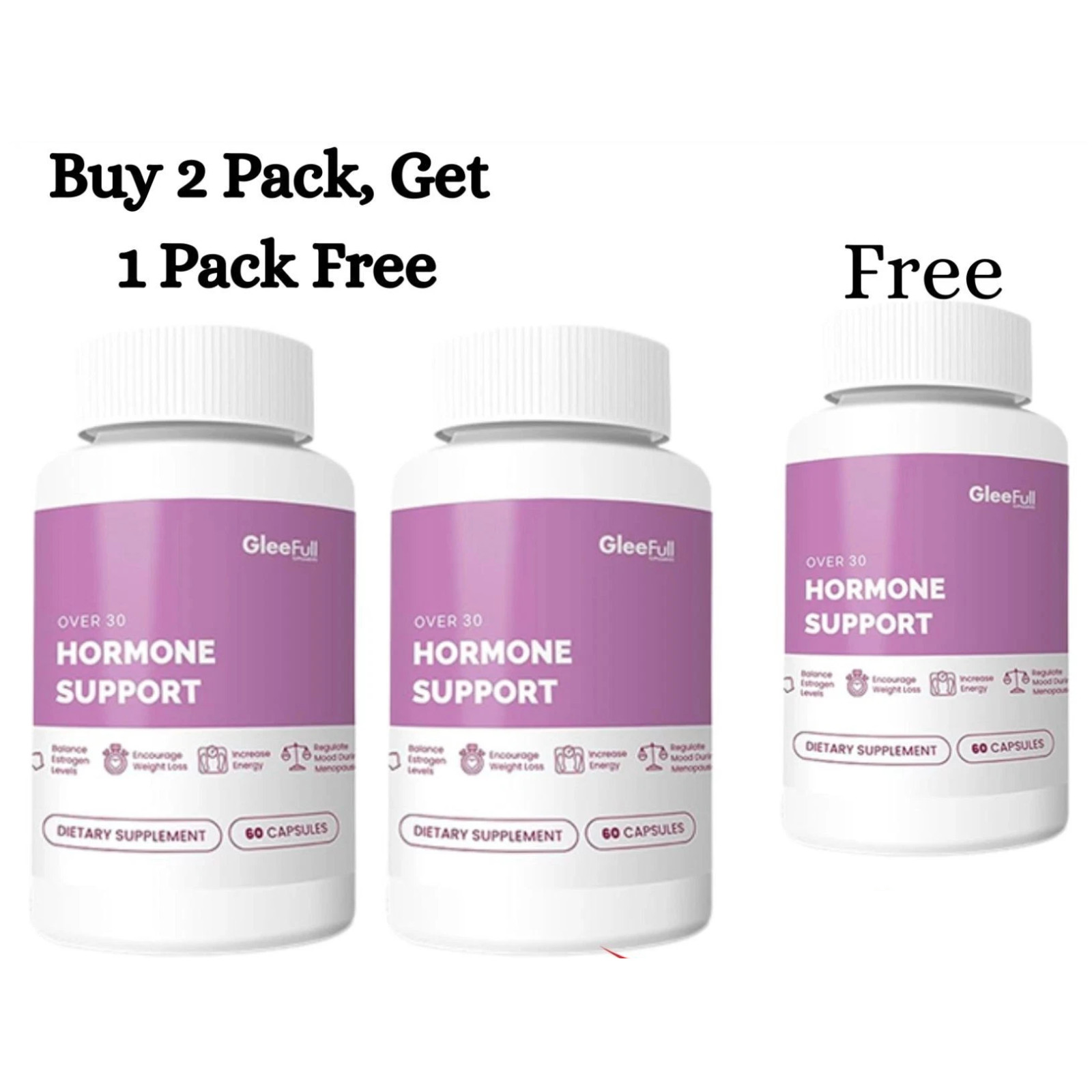 3 GleeFul Over 30 Hormone Support, Estrogen, Energy, Menopause Support for Women