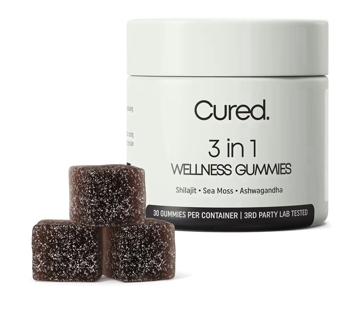 Cured 3 in 1 Wellness Gummies 30 Gummies Shilajit Sea Moss Ashwagandha Exp 11/26