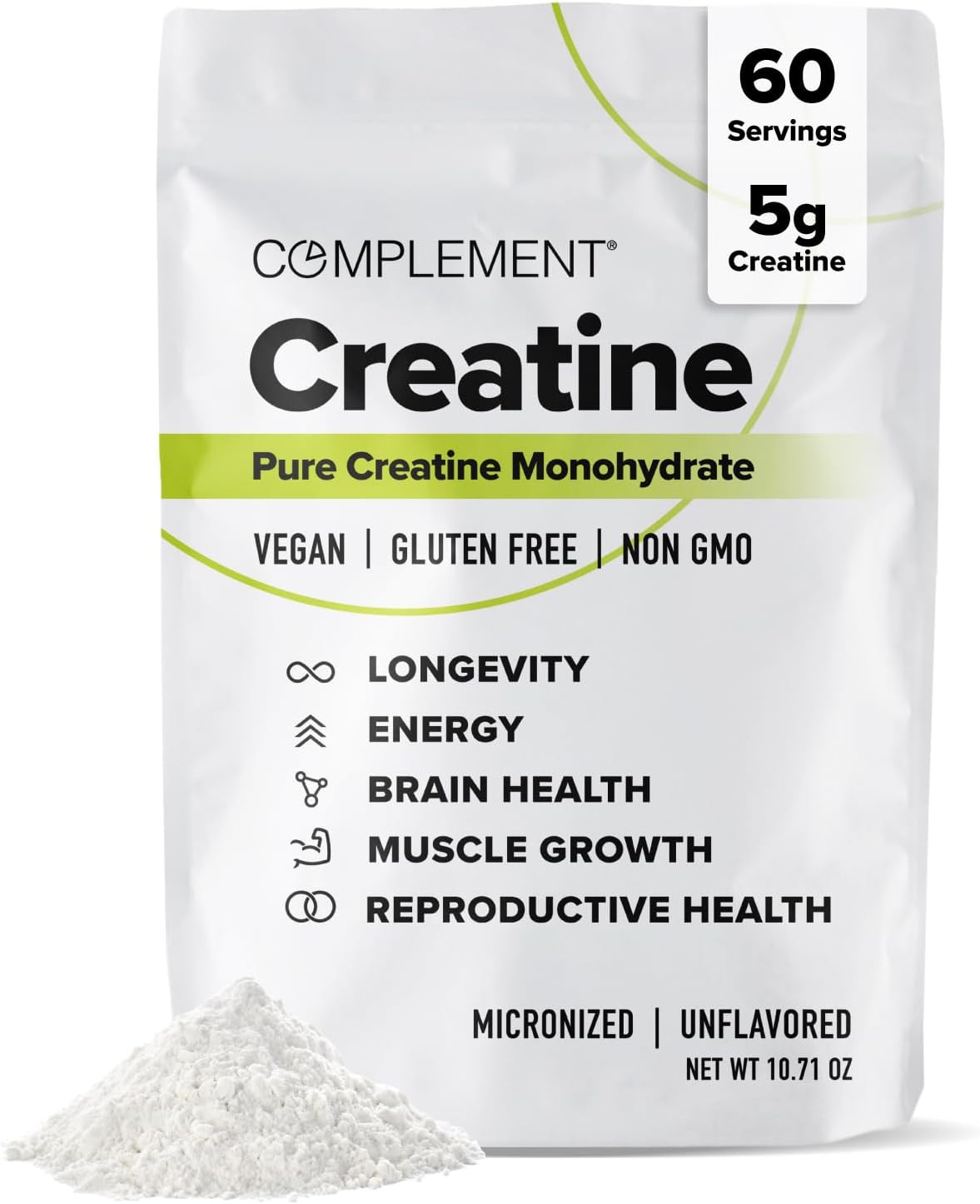 Complement Creatine Monohydrate Micronized Powder for Women and Men 5g 60 Ser…