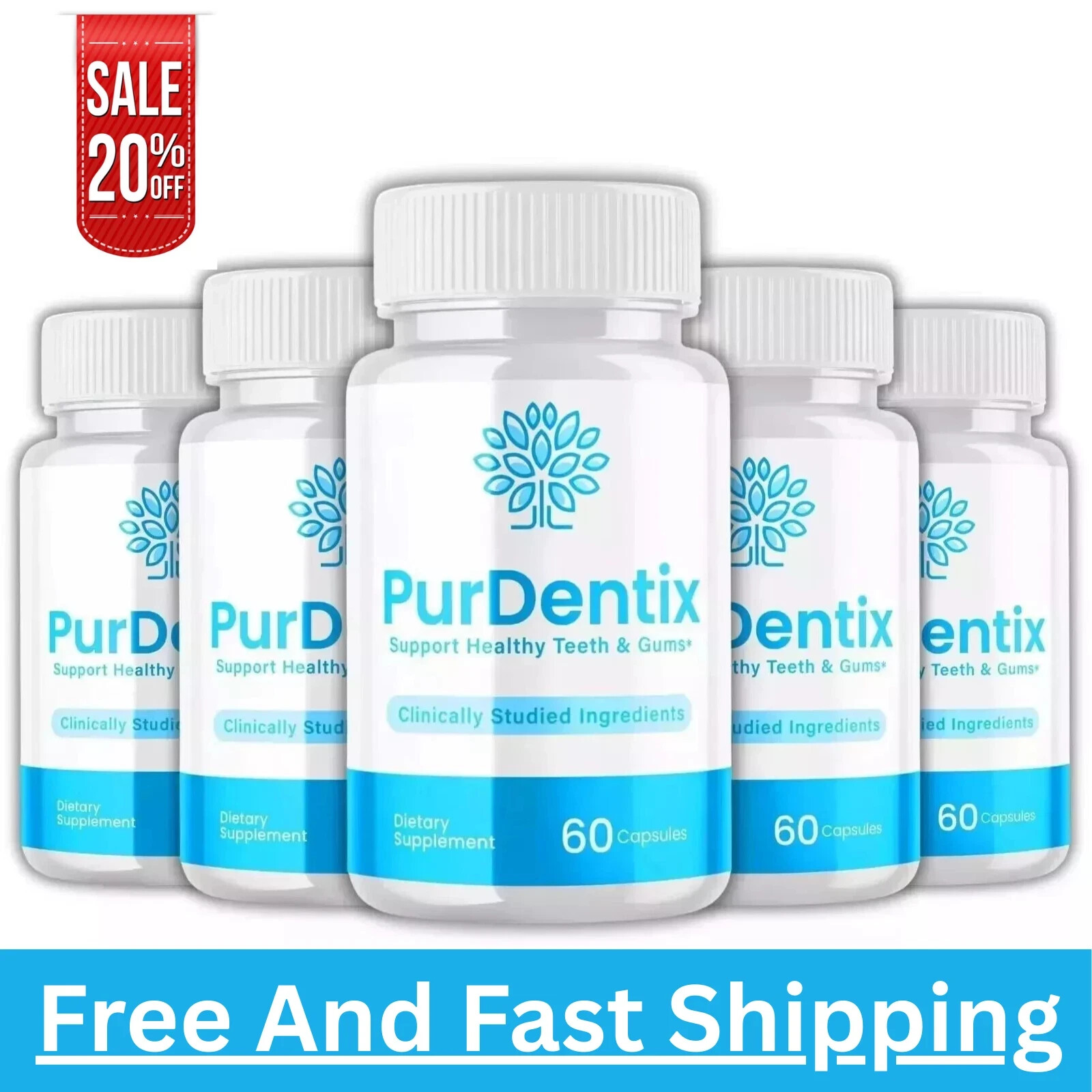 (5 Pack) Purdentix Oral Probiotic Support Healthy Teeth and Gums (300 Capsules)