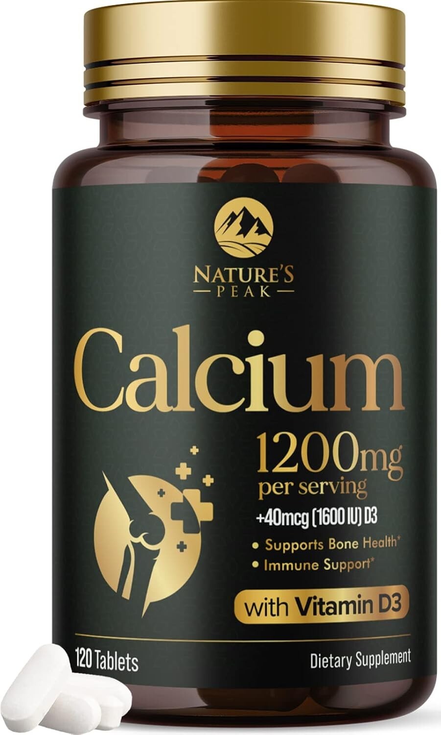 Calcium 1200mg with Vitamin D3 Supplement for Strong Bones & Muscle Support
