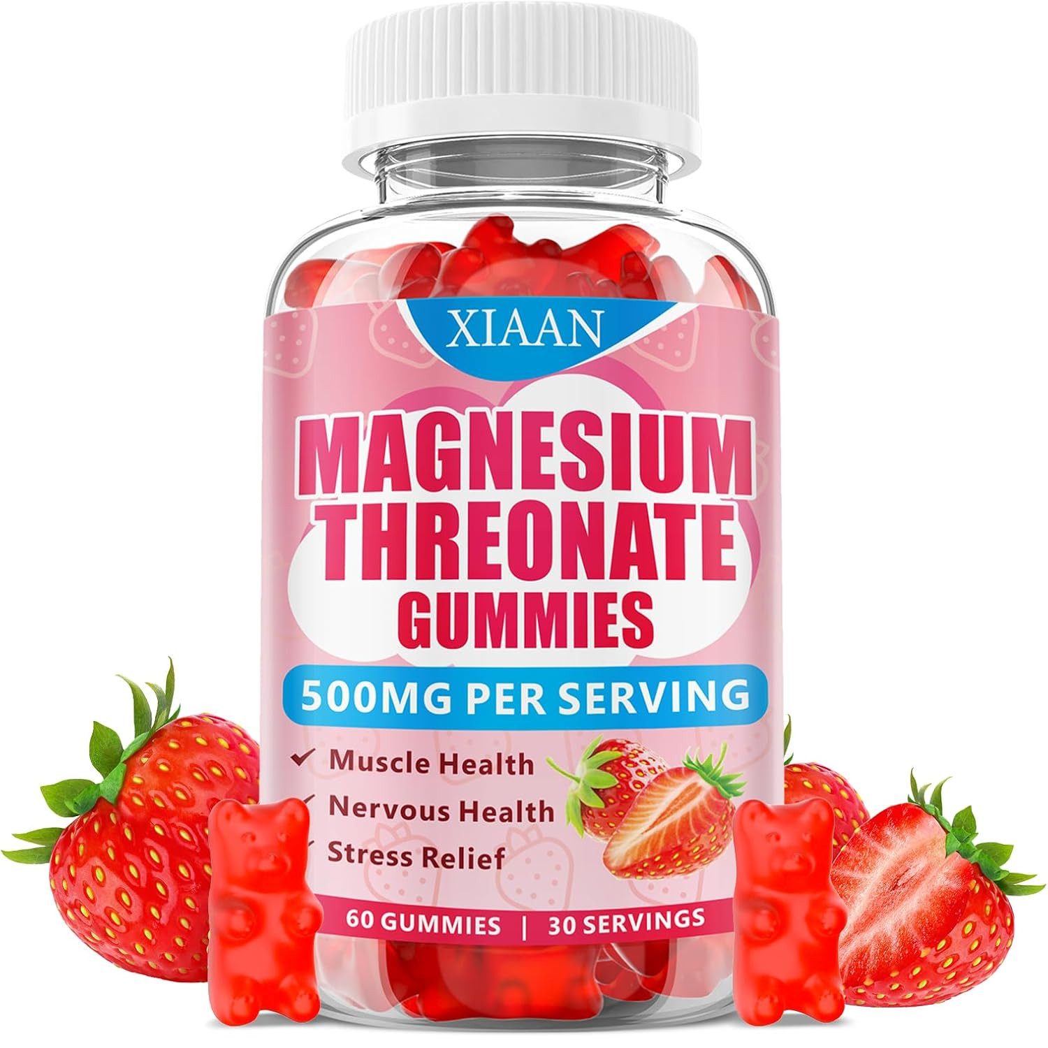 Magnesium L-Threonate Gummies 500mg, Suagr-Free Magnesium Threonate Supplement f