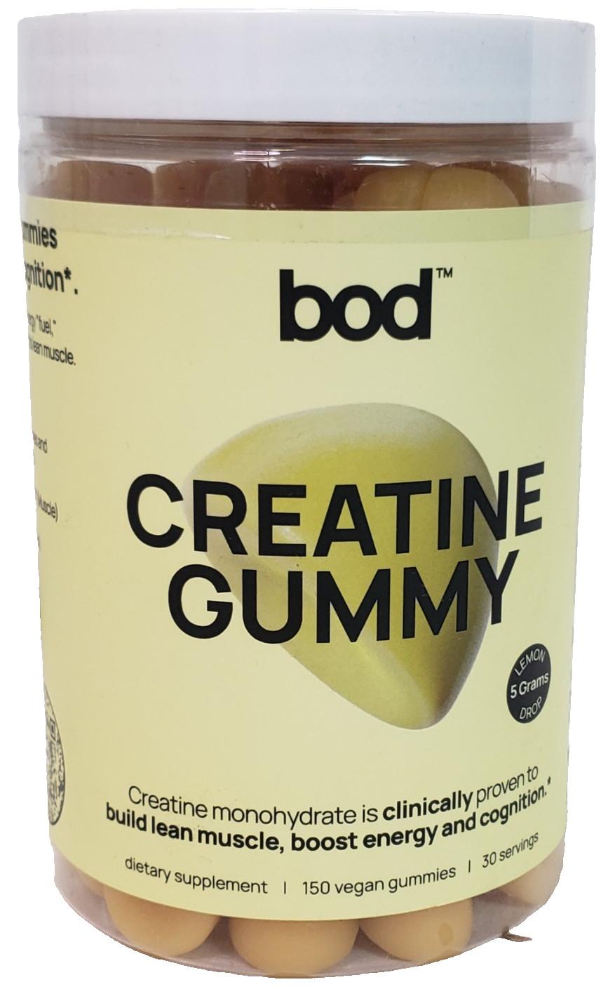 BOD Creatine Gummies, Creatine Monohydrate 150 Gummies, Lemon Drop **READ**