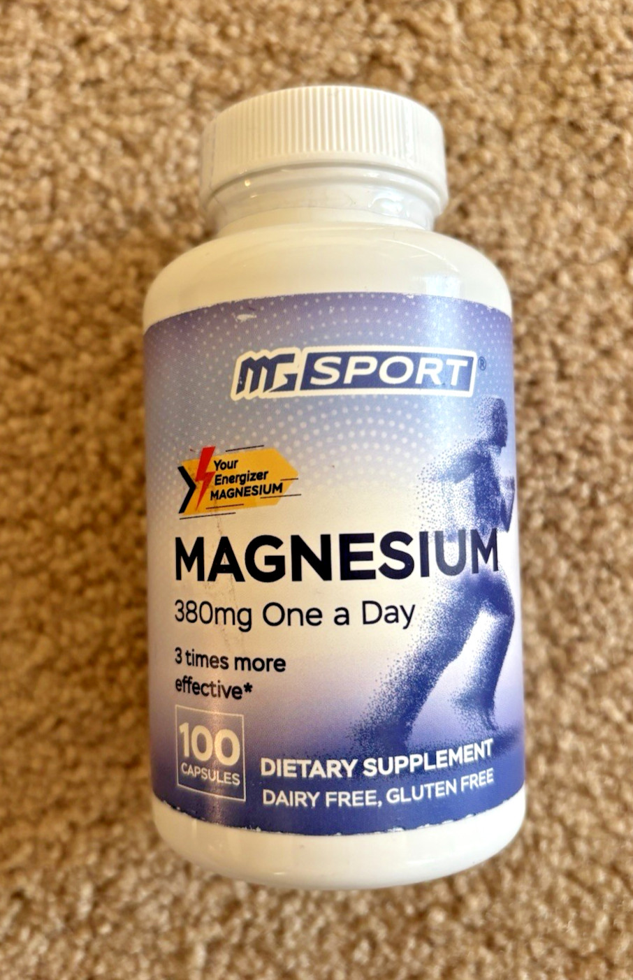 MgSport Magnesium 380mg One A Day Capsules 100 Ct EXP 05/31/2027 New