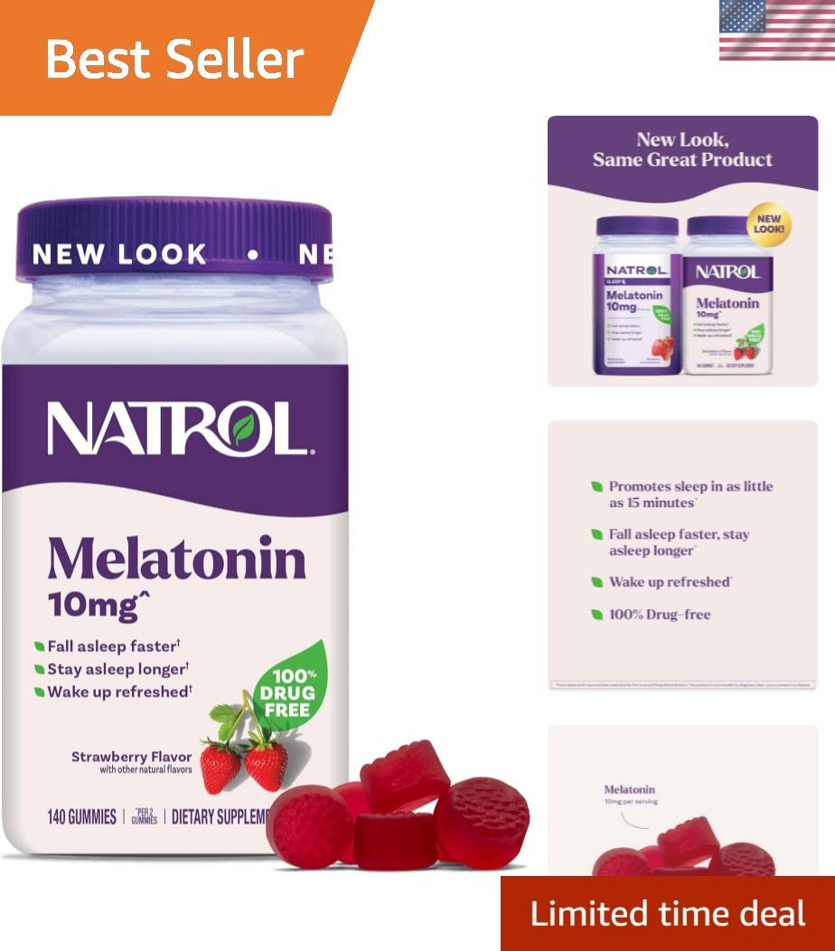 Delicious Strawberry Melatonin Gummies 10 mg – 140 Count for Restful Sleep