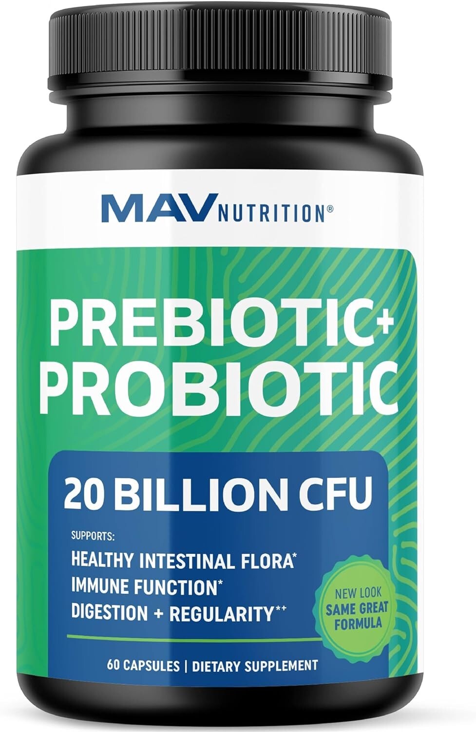 MAV Nutrition Probiotic & Prebiotic Capsules Pre Pro Biotics for Synbiotic 60 ct