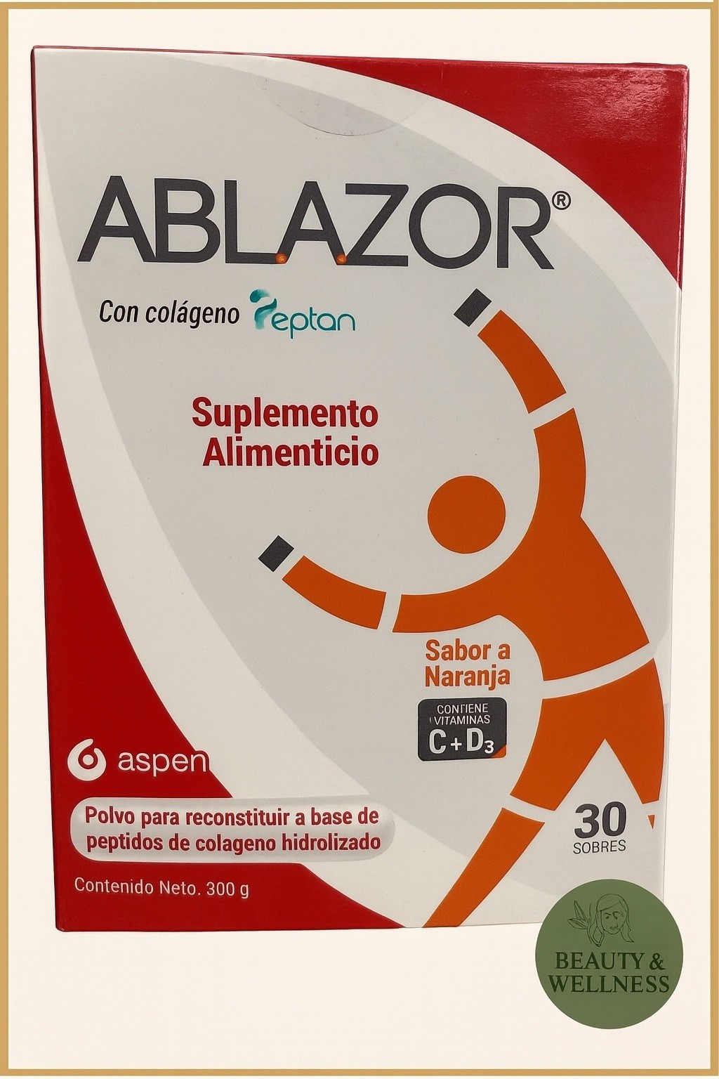 Ablazor Collagen Peptides Powder with Vitamins C+D3 – Orange Flavor – 30 Sachets