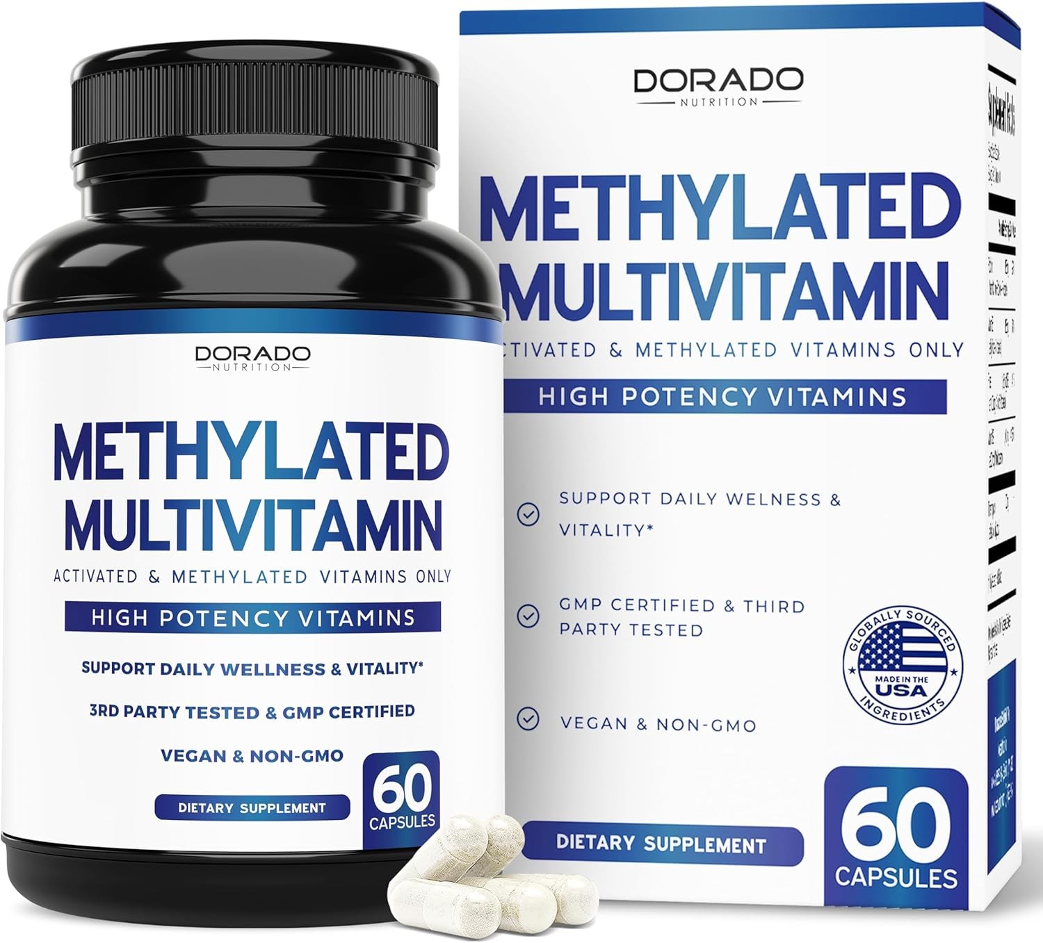 Methylated Multivitamin Complex TMG & Methylfolate Non-GMO Gluten Free USA Made