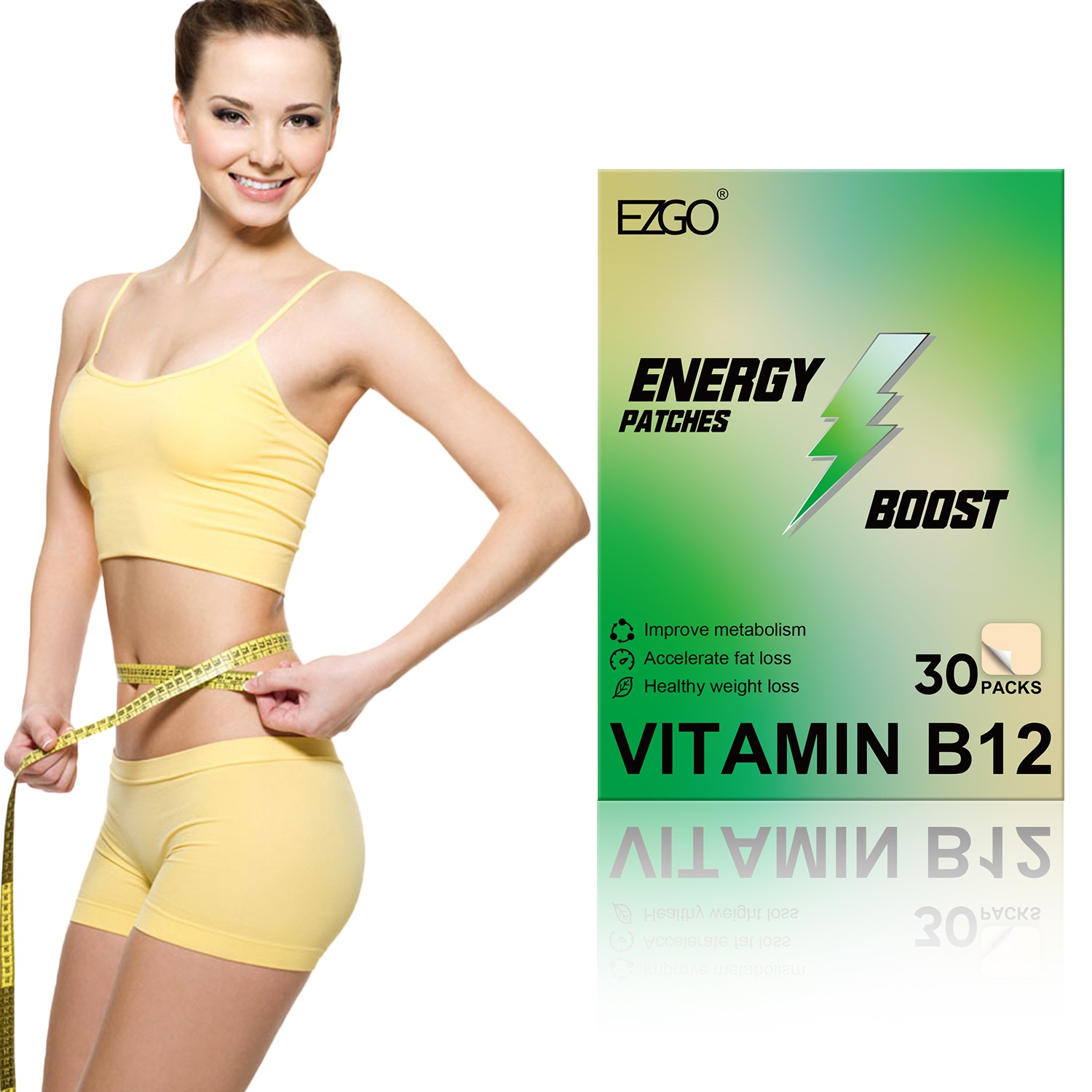 30 day Supply Vitamin B12 Patches B-12 Complex Energy Boost Patch Fitness 500mcg