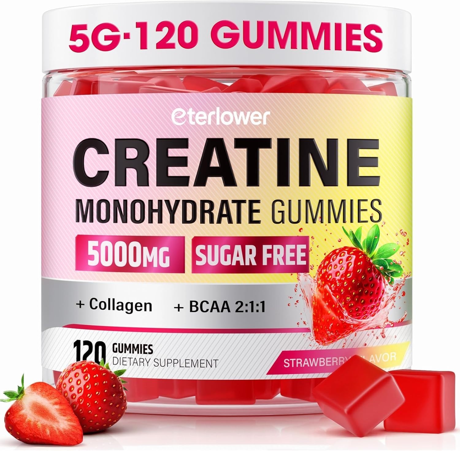 Creatine Monohydrate Gummies, 5g Creatine Gummies for Women & Men.Pre-Workout &