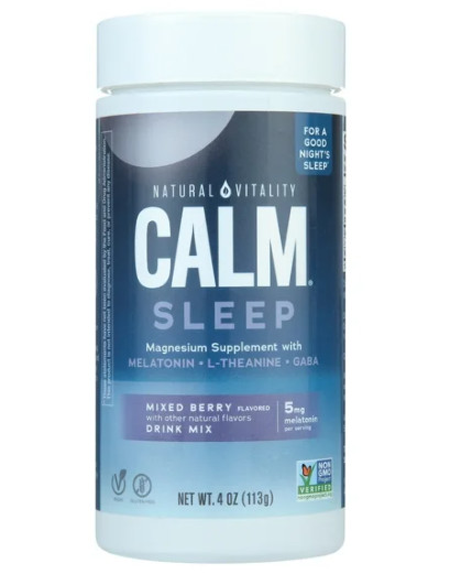 Natural Vitality Calm Sleep Drink Mix, Melatonin & Magnesium, Mixed Berry 4 oz